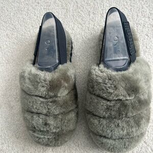 UGG Gray Faux Fur Women's Slippers W Super Fluff Slippers Size 6  EU 37 NWT